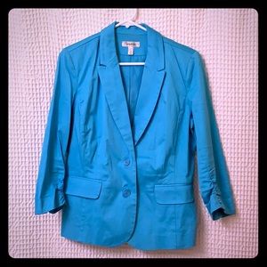 Teal Blazer with roushed 3/4 Sleeve - Size M
